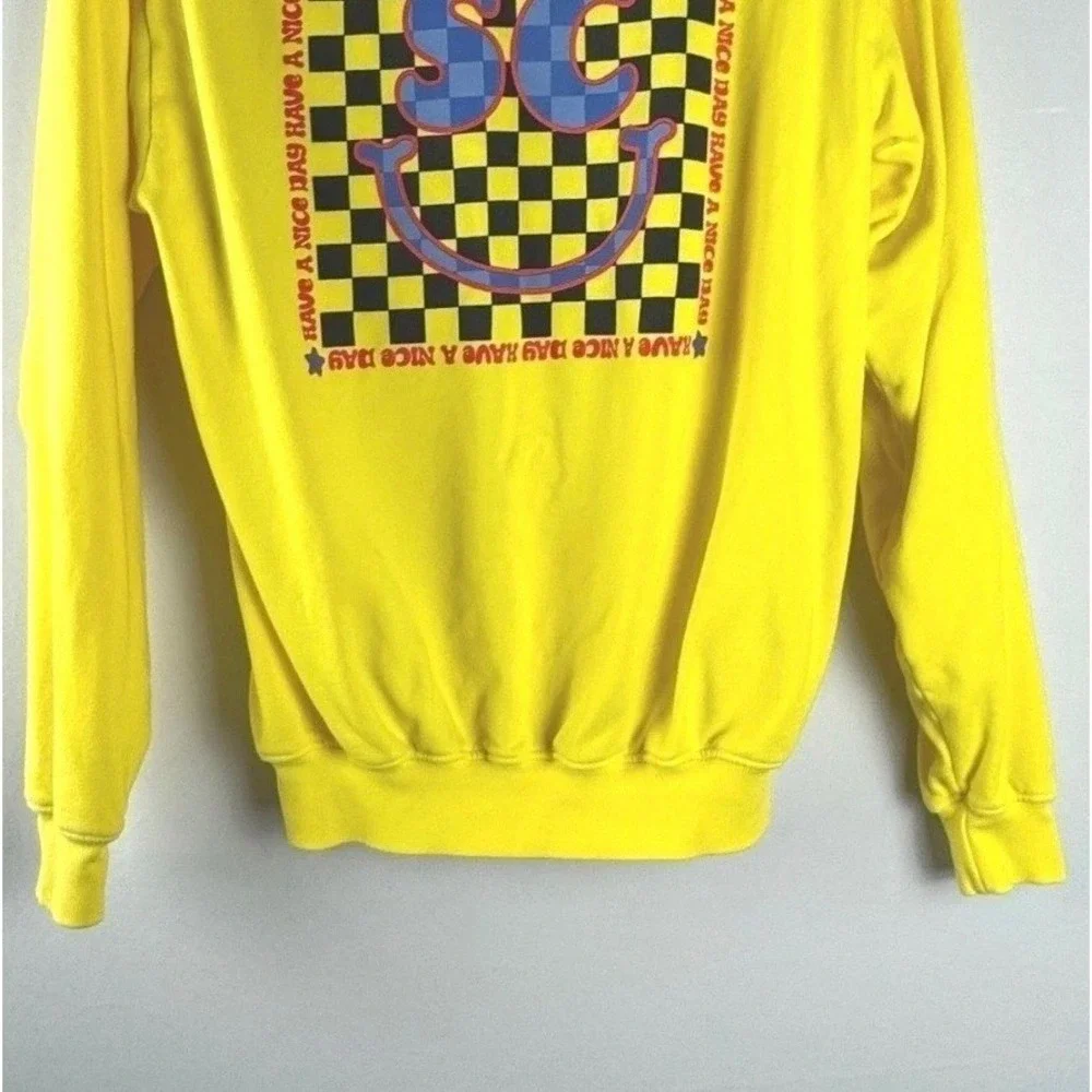 SoulCycle Graphic Sweatshirt Medium Yellow 100% Cotton Made in USA Y2K Skater 90